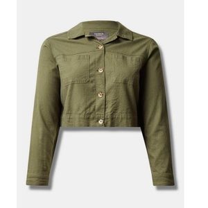 Torrid Linen Crop Patch Pocket Jacket